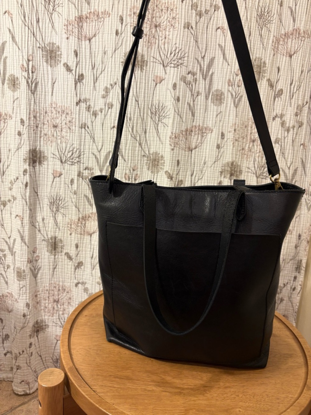 Black Leather Zip Top Madewell Tote